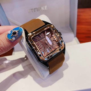 Đồng hồ nữ Guou mặt vuông size 34 mm, viền trơn, bảo hành 12 tháng - dongho.guou