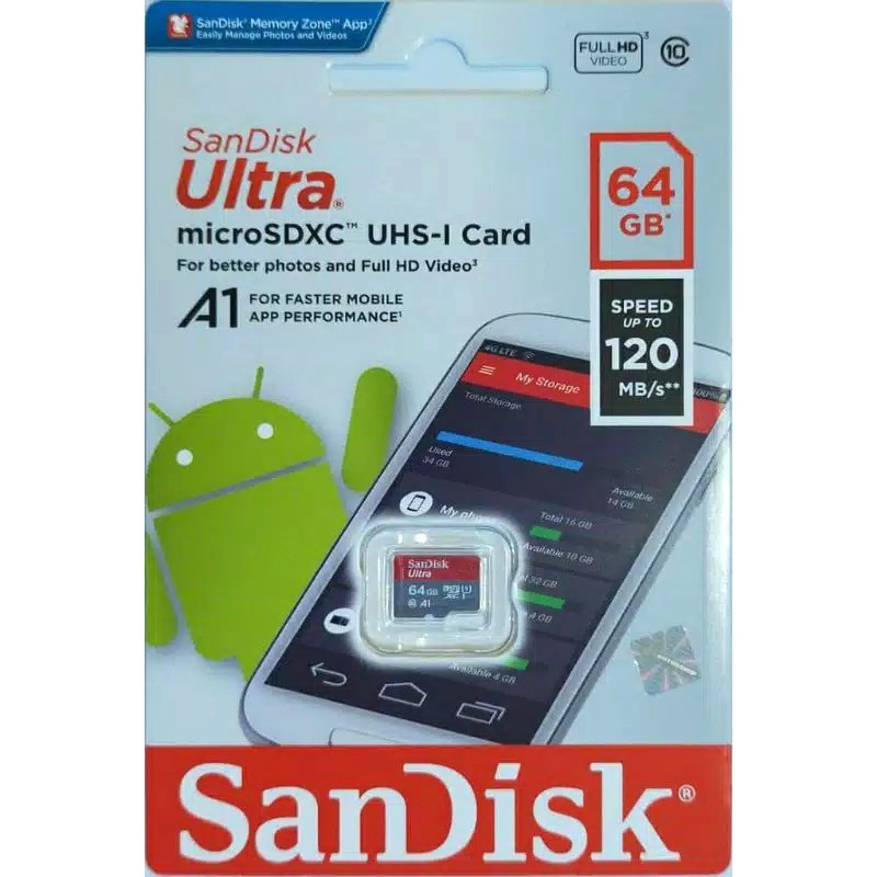 Thẻ Nhớ Sandisk Ultra Microsdxc Uhs-I 64gb A1 120mb / S