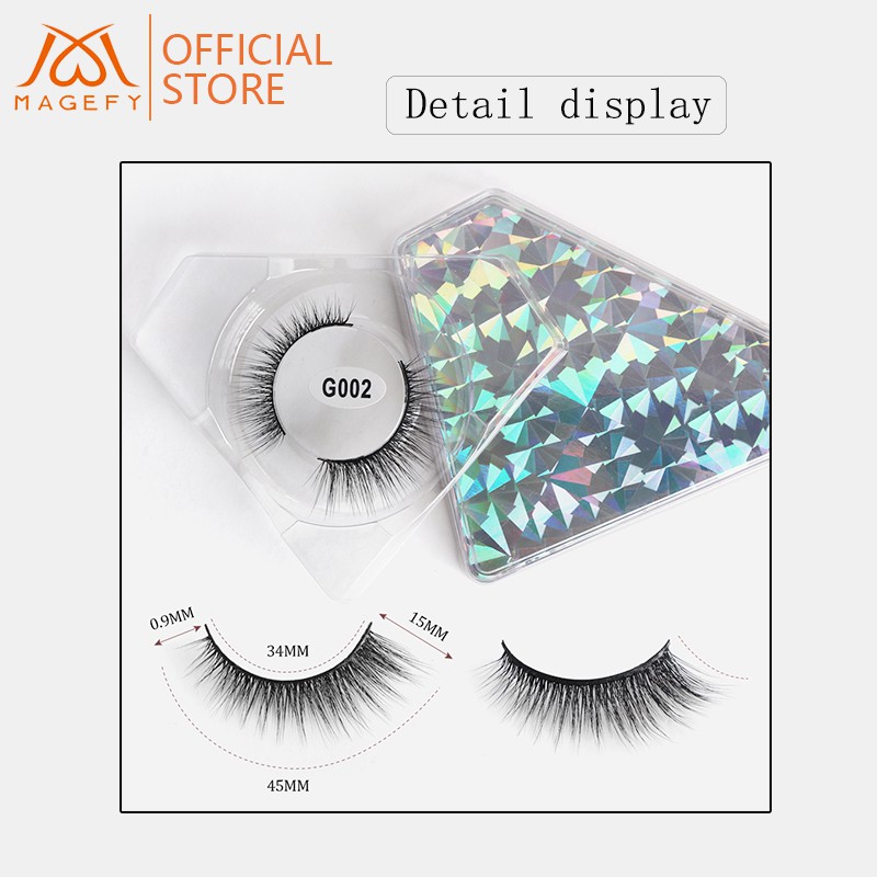 MAGEFY Bộ 1 Cặp Lông Mi Giả Làm Bằng Thủ Công 3D Mi giả gân trong siêu phẩm cho đôi mắt long lanh