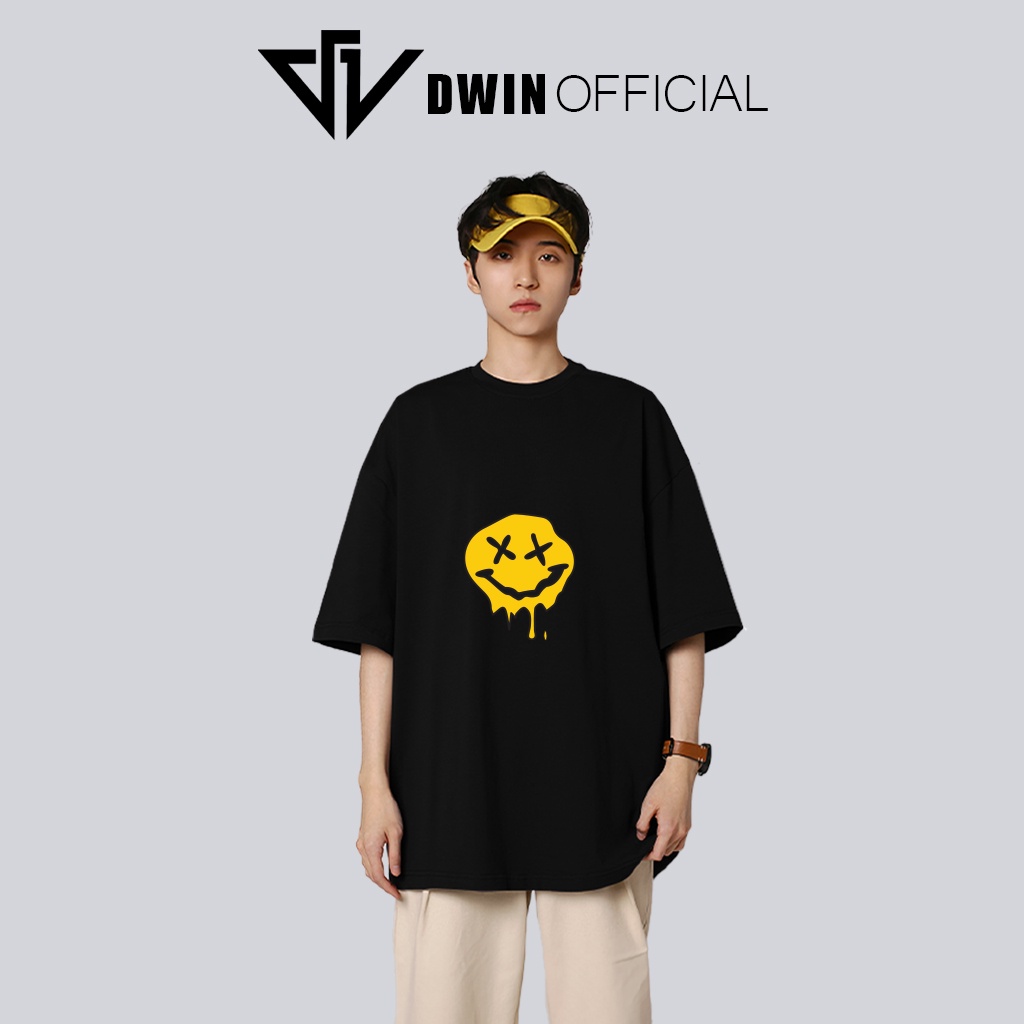 Áo thun unisex mặt cười thời trang Dwin basic tee phông trơn nam nữ tay lỡ oversize form rộng