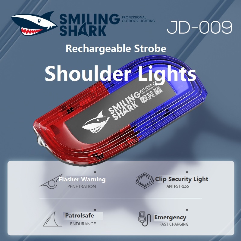 SmilingShark JD-009 đèn đeo vai đèn cảnh sát Đèn cảnh báo Đèn LED màu xanh lam đỏ Đèn kẹp vai Usb có thể sạc lại không thấm nước Nhấp nháy màu đỏ Đèn cảnh báo an toàn Tín hiệu an ninh Tuần tra điện tử Còi cảnh báo Âm thanh ngoài trời Ban đêm Tuần tra