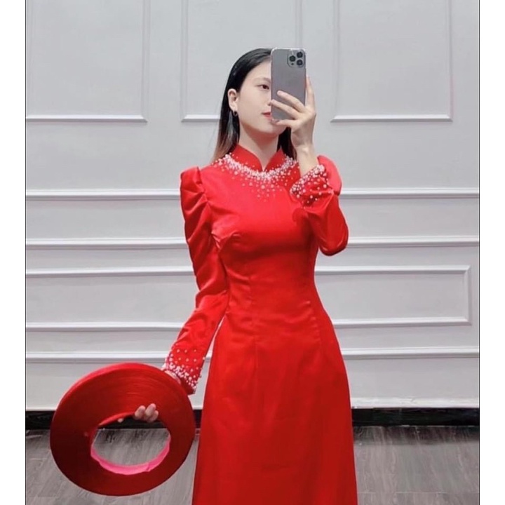 Áo dài dâu áo dài cưới hỏi thiết kế đính kết đẹp ÁO_DÀI_THANH_PHONG