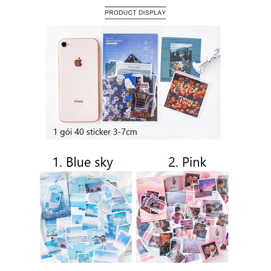 Set 40 washi sticker instagram trang trí planner, bullet journal