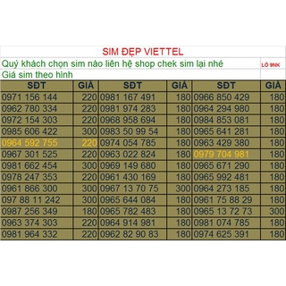 SIM VIETTEL SIM SỐ ĐẸP TỰ CHỌN  HOT