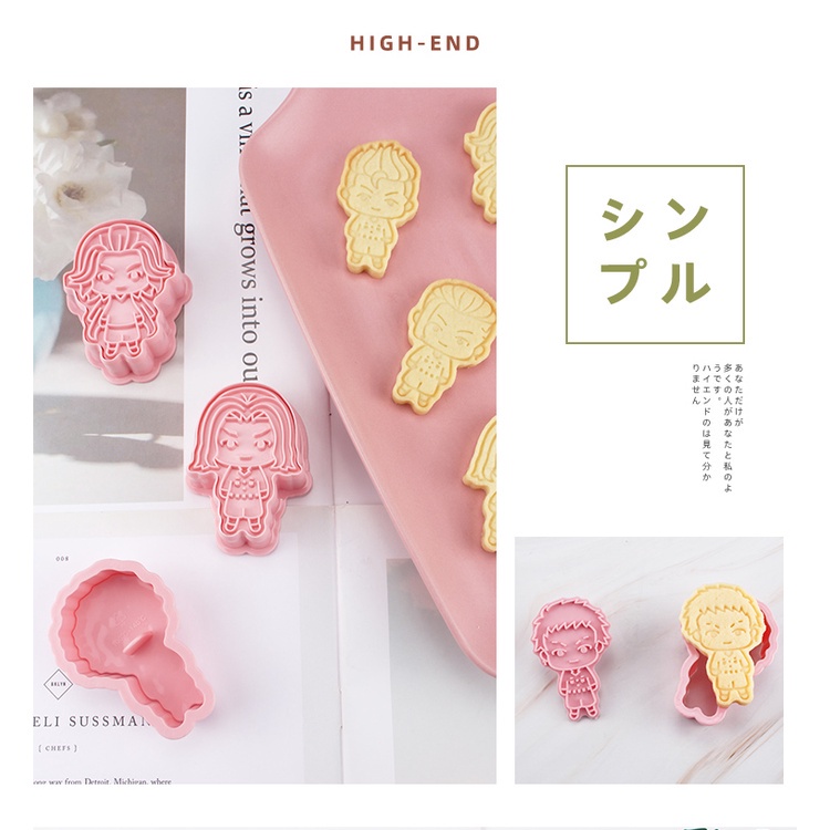 Bộ 6 cái khuôn làm bánh quy trang trí hình anime 3D