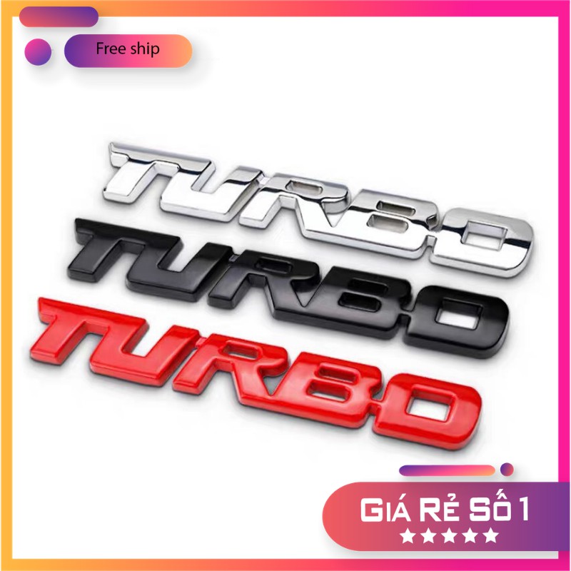 Tem dán TURBO 3D kim loại cao cấp cho xe hơi