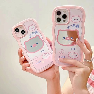 Ốp Điện Thoại Hình Heo 3D Gắn Gương Cho iPhone X Xs Max XR iPhone 11 Pro Max iPhone 12 Pro Max iPhone 13 Pro Max