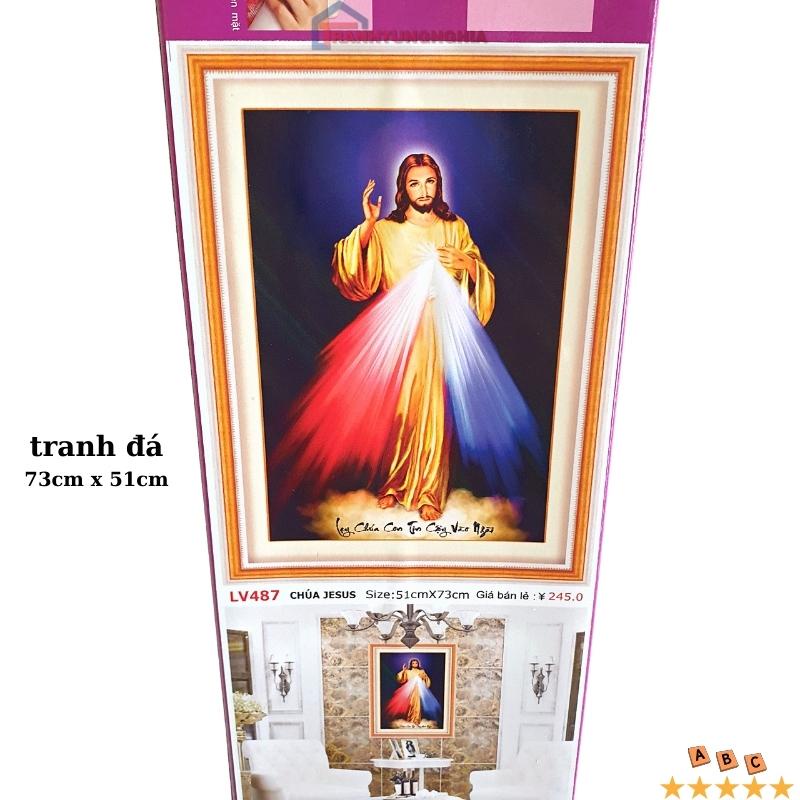 Tranh đính đá, tranh thêu chữ thập chúa giêsu lòng chúa thương xót