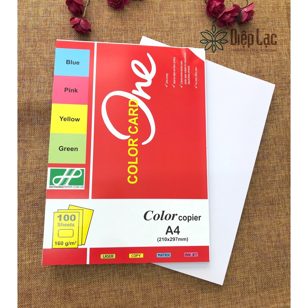 Bìa - giấy màu cứng các màu 160gms - 100 tờ A4 - Grand - ColorCard One - vpp Diệp Lạc sỉ/lẻ