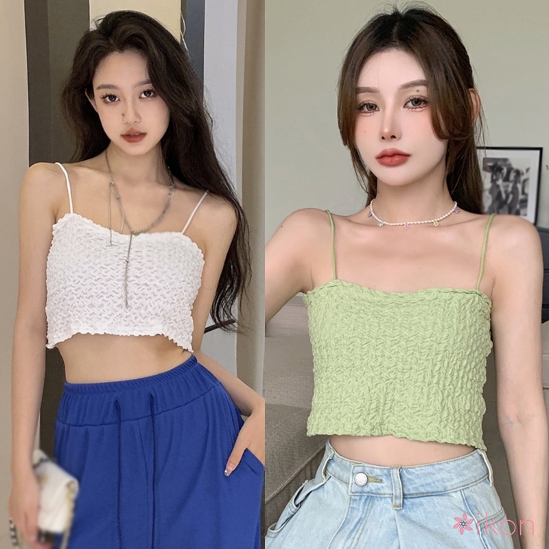 Áo Croptop Hai Dây Màu Sắc Trơn Thời Trang Mùa Hè Dành Cho Nữ