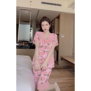 bộ pizama cổ sen lỡ lụa mango A1