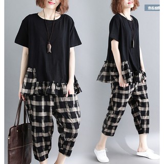 G279 Bộ đồ big size freesize phối kẻ dễ thương màu sắc trang nhã hàng Quảng châu
