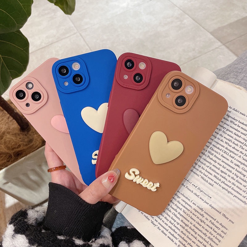 Ốp lưng iphone gắn gắn charm tim sweet bảo vệ camera 7plus x xsmax 11 11promax 12 12pro 12promax 13 13pro 13proma DT13
