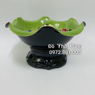 Bát thả hoa ban thần tài Bát tràng cao cấp men xanh ngọc rạn