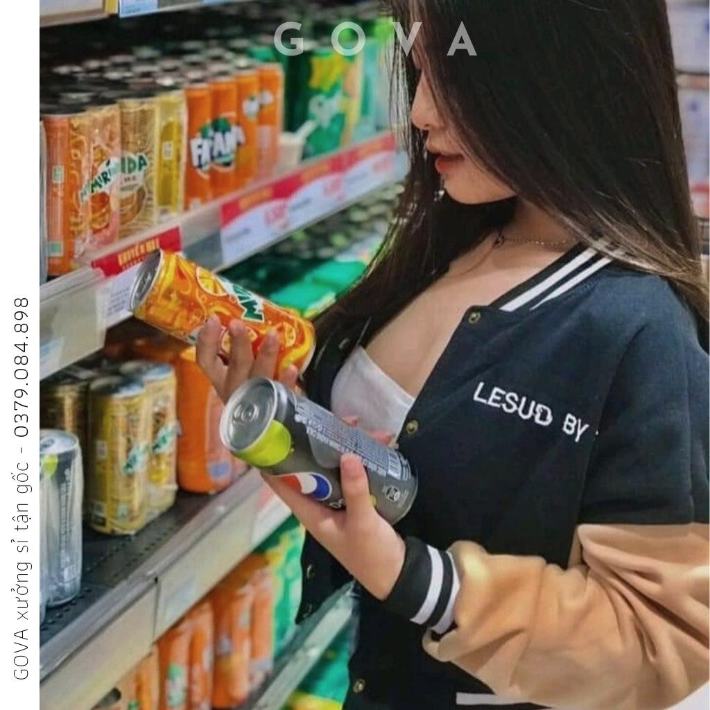 Áo Khoác Bomber Croptop Nỉ THÊU CHỮ B Nữ Form Rộng HOT Mặc Đẹp GOVA