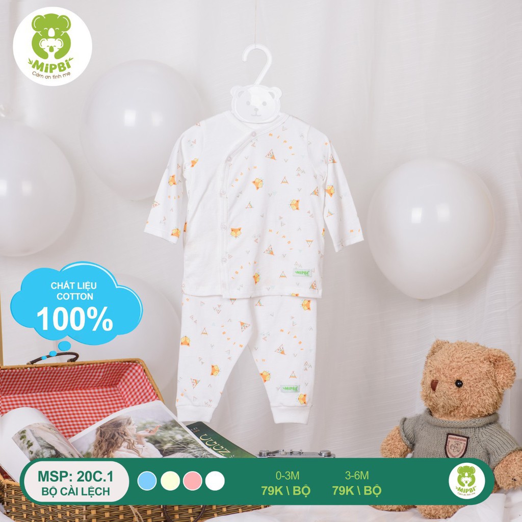 Bộ sơ sinh chất cotton họa tiết Mipbi chính hãng