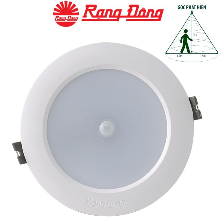 Đèn LED Downlight âm trần cảm biến 9W Rạng Đông AT04L 110/9W PIR, Vỏ nhôm đúc