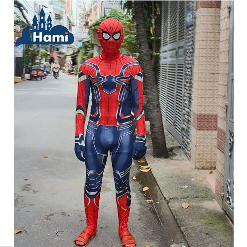 NGƯỜI LỚN - TRẺ EM Hóa Trang Người Nhện Người Máy Kèm Mũ Trùm và Găng Tay