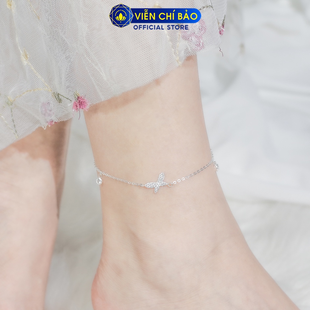 Lắc chân bạc nữ Butterfly  đính đá S925 thời trang phụ kiện trang sức nữ Viễn Chí Bảo L500045x