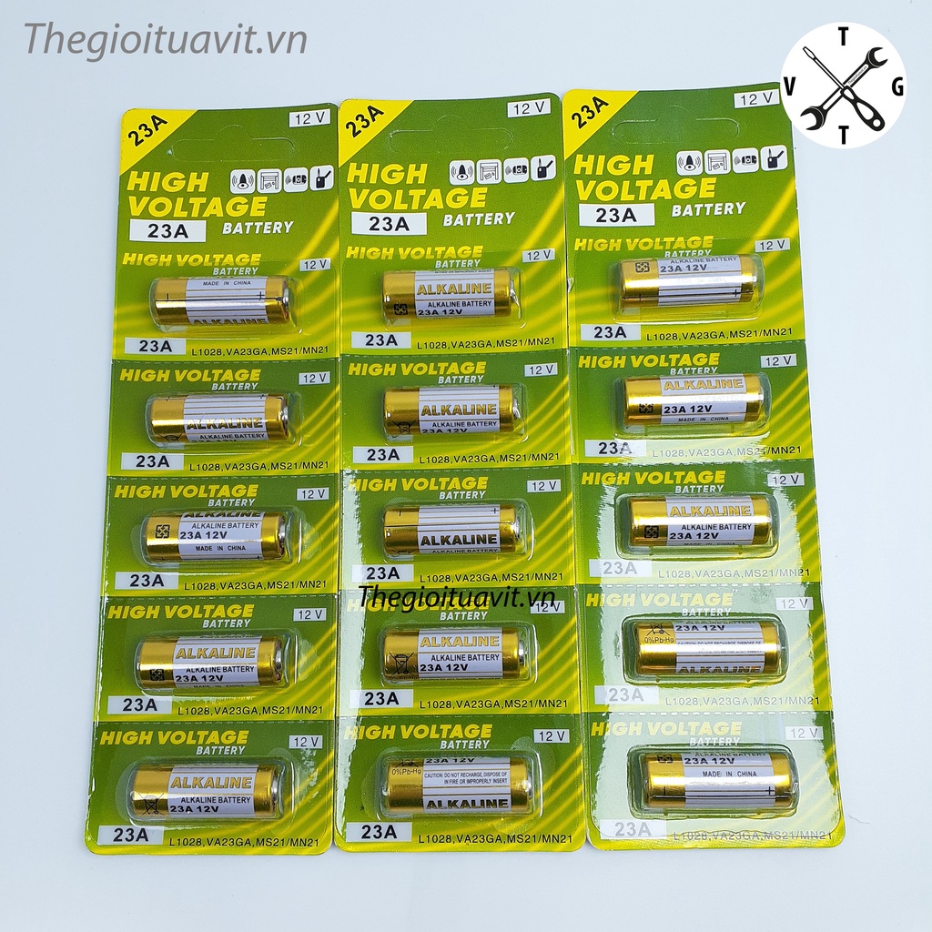 Vỉ 5 viên Pin A23 A27 Alkaline High Voltage 12V pin điều khiển cửa cuốn