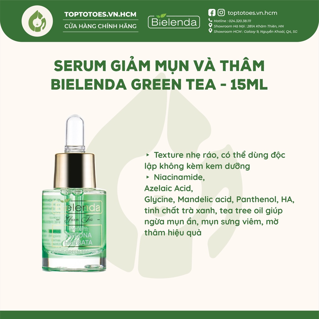 Serum Bielenda Green Tea kiềm dầu, giảm mụn và thâm 15ml/30ml