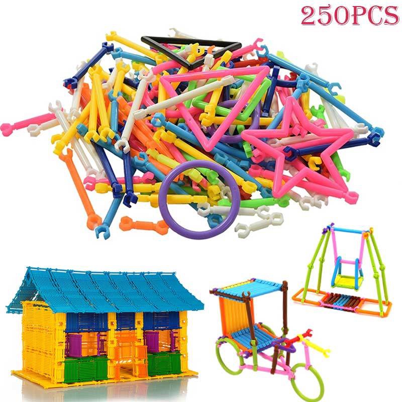 Set 250 thanh lắp ráp nâng cao trí tuệ cho bé nhiều màu sắc