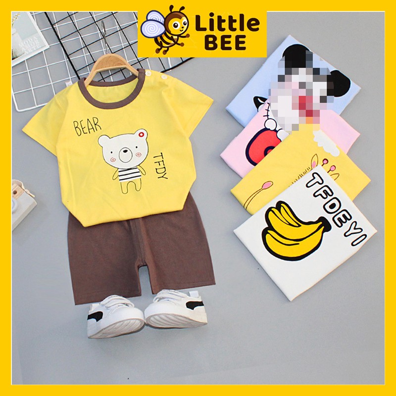 Bộ cotton cho bé, quần áo trẻ em phong cách Hàn Quốc LOVELY, áo cộc tay bé trai, áo cộc tay bé gái, bộ cộc tay cho bé K0