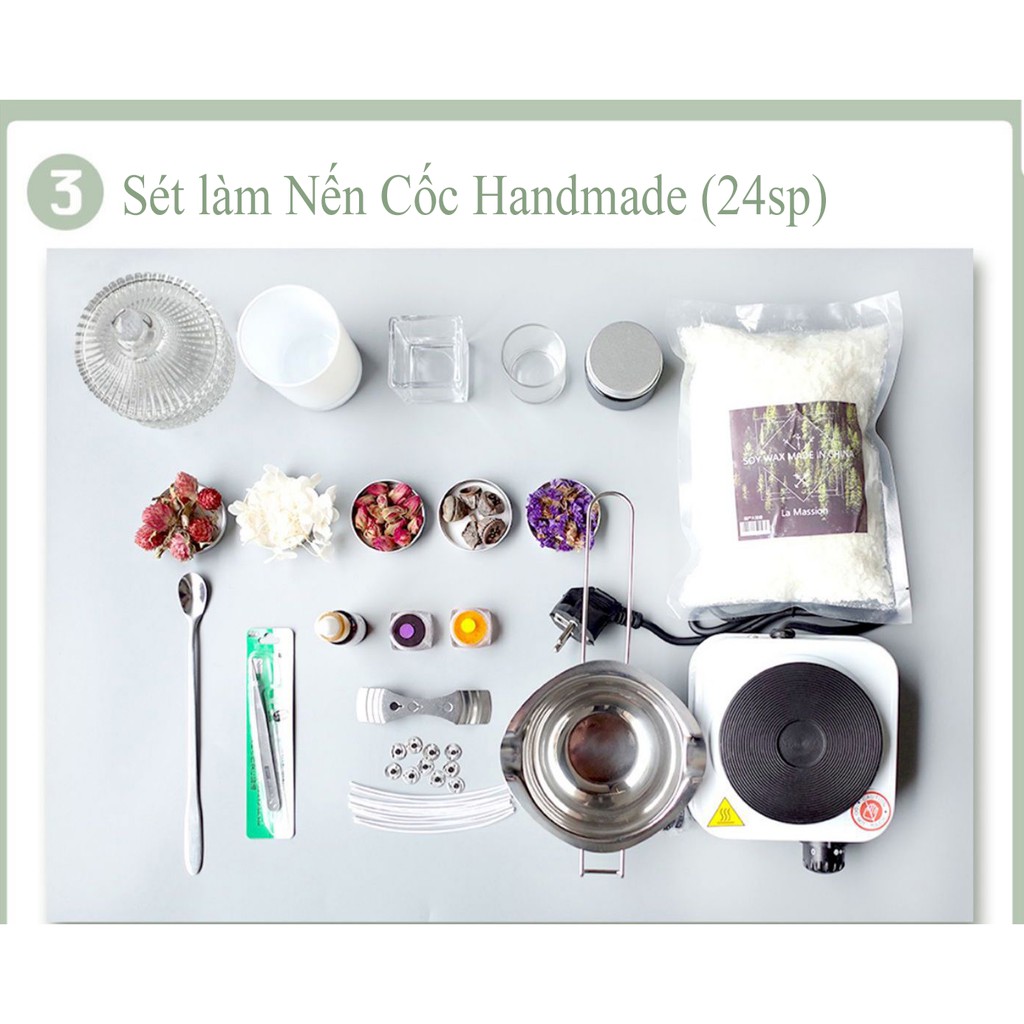 [Mã SKAMA8 giảm 8% đơn 300K] [DIY] Bộ Kit Dụng Cụ Đầy Đủ Tự Làm Nến Cốc Handmade