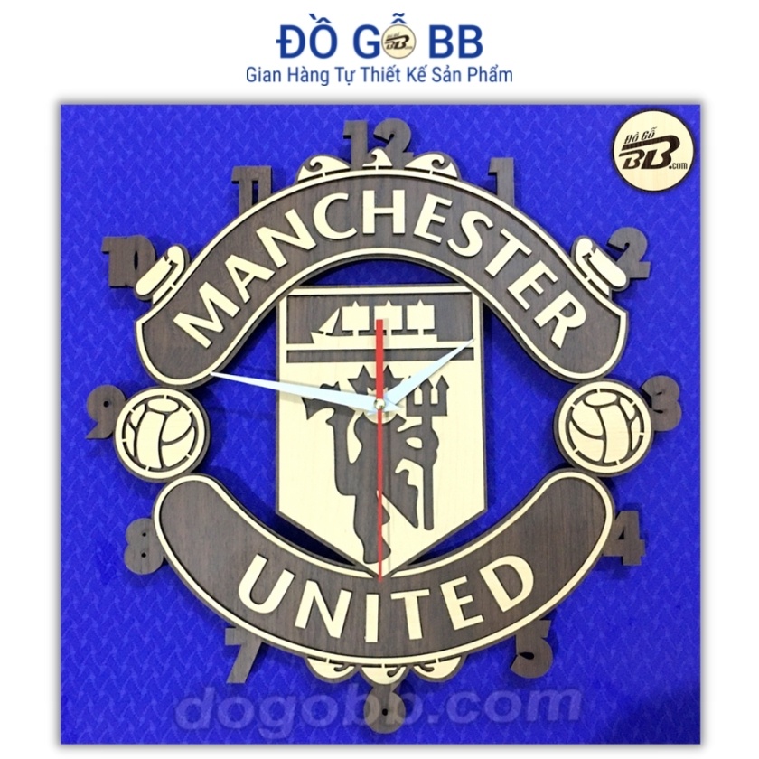 Đồng Hồ Bóng Đá Logo Clb MU Manchester United Treo Tường Gỗ Bền Rẻ Đẹp - Đồ Gỗ BB