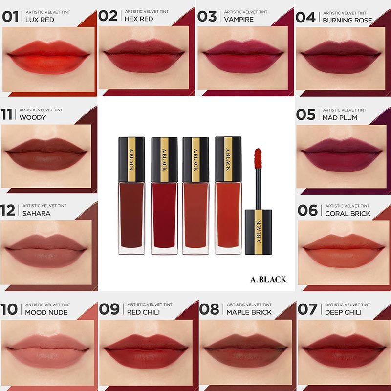 [Xả kho] Son kem A Black Artistic Velvet Tint lên màu đẹp, có dưỡng | BigBuy360 - bigbuy360.vn