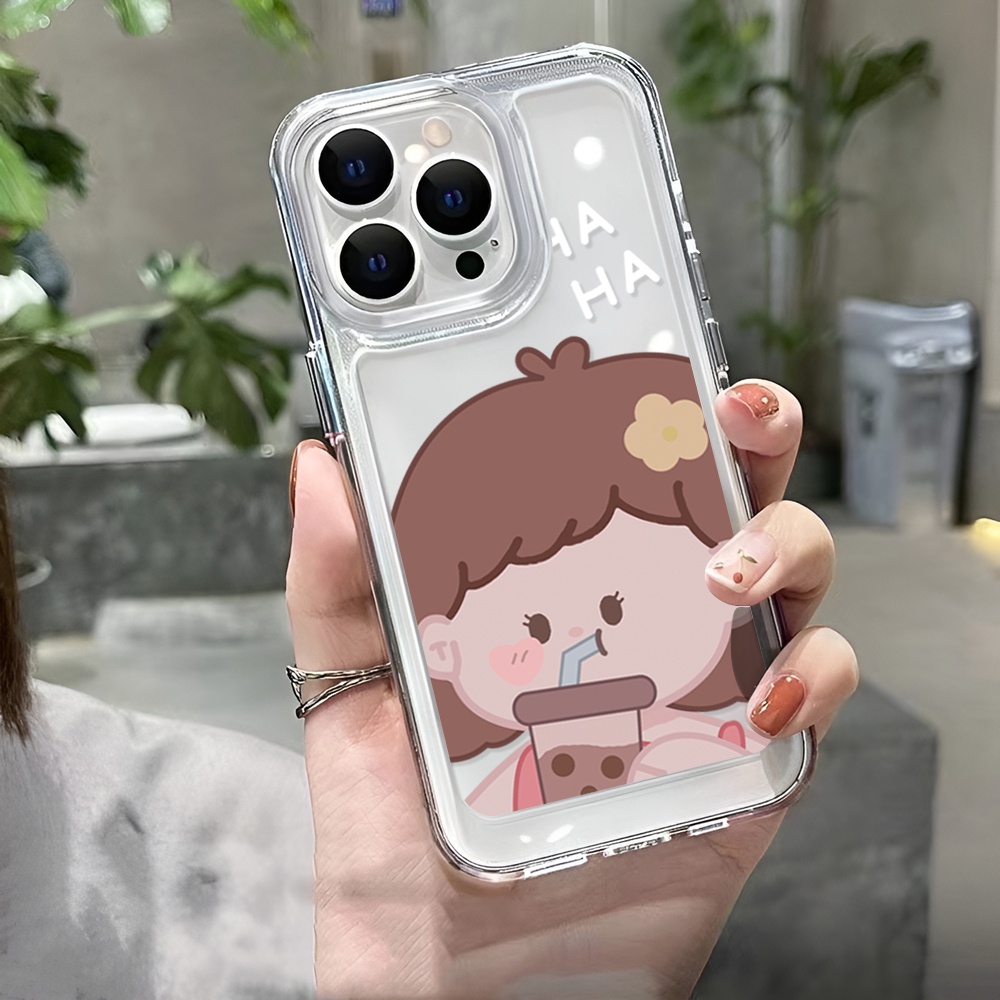 Ốp Điện Thoại Trong Suốt Hình Trà Sữa Cho iphone 14ProMax 14Plus 13 11 12 7Plus X XR XS Max 8 7