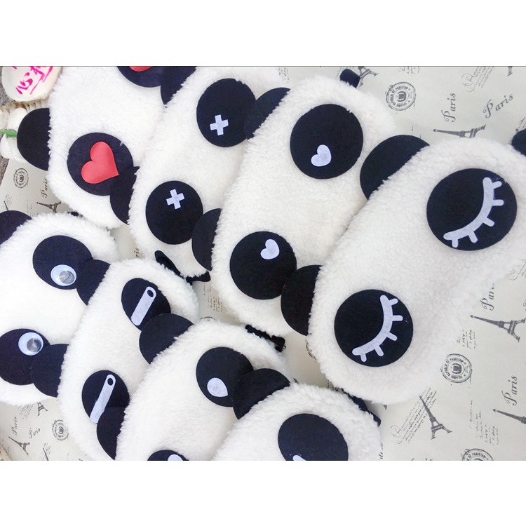 Miếng Bịt Mắt Ngủ Bằng Vải Nhung Lông Thiết Kế Hình Gấu Trúc Dễ Thương