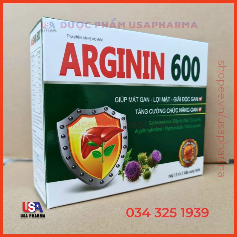 Viên uống ARGININ 600 Giúp tăng cường chức năng gan - HỘP 60 VIÊN