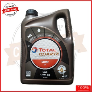Nhớt total quartz 5000 10w40 chính hãng hiệu suất cao cho xe hơi can 4l