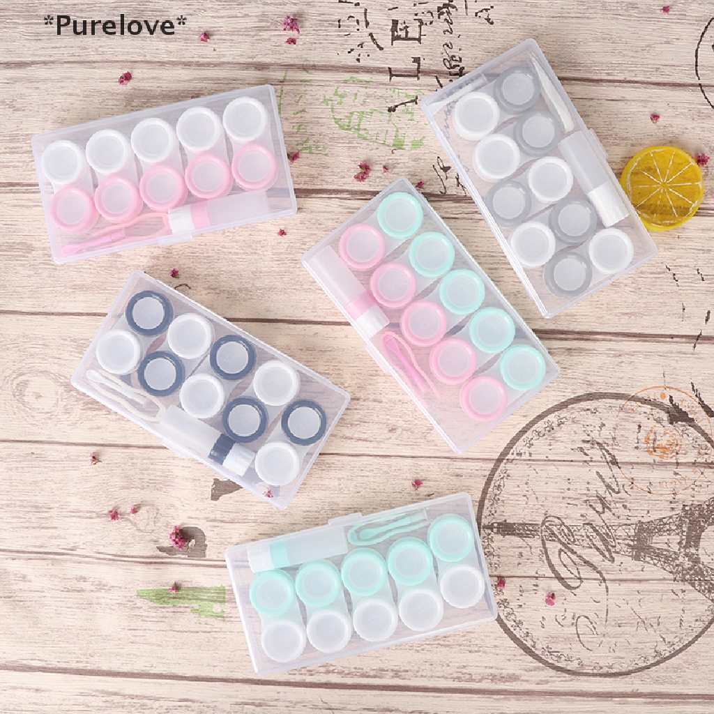 Set 5 Cặp Vỏ Bảo Vệ Kính Áp Tròng Kèm Hộp Đựng Và Nhíp Chuyên Dụng