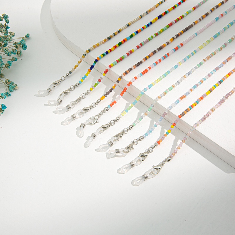 Dây đeo mắt kính xỏ hạt pha lê nhiều màu dễ thương