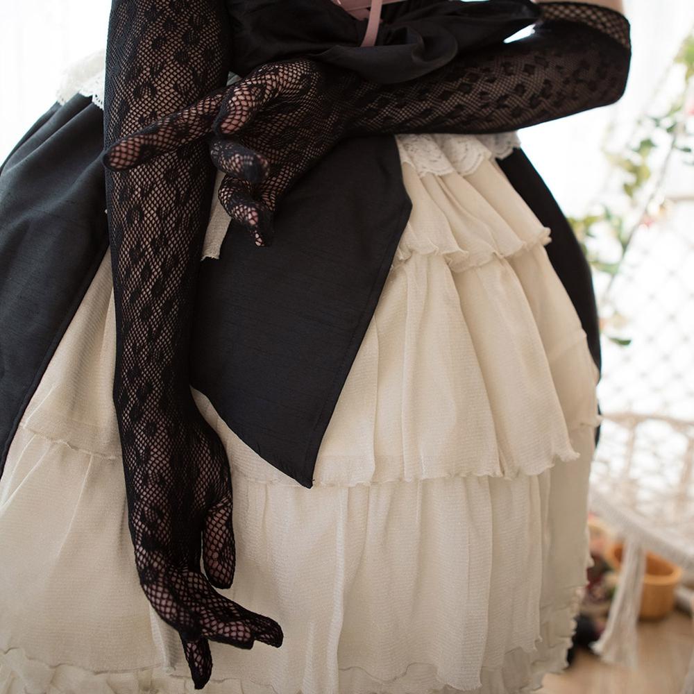Găng Tay Lưới Nylon Dài Màu Trắng Ngọt Ngào Phong Cách Lolita Cho Cô Dâu