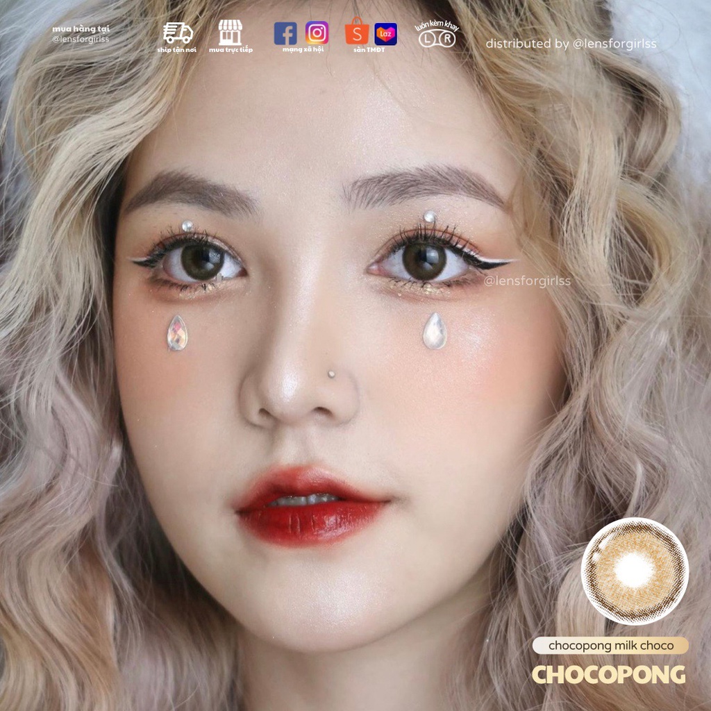 Lens nâng tông mắt nâu sữa có viền nhẹ nhàng CHOCOPONG MILK CHOCO - Made in Korea | HSD 3-6 tháng | Lens cận