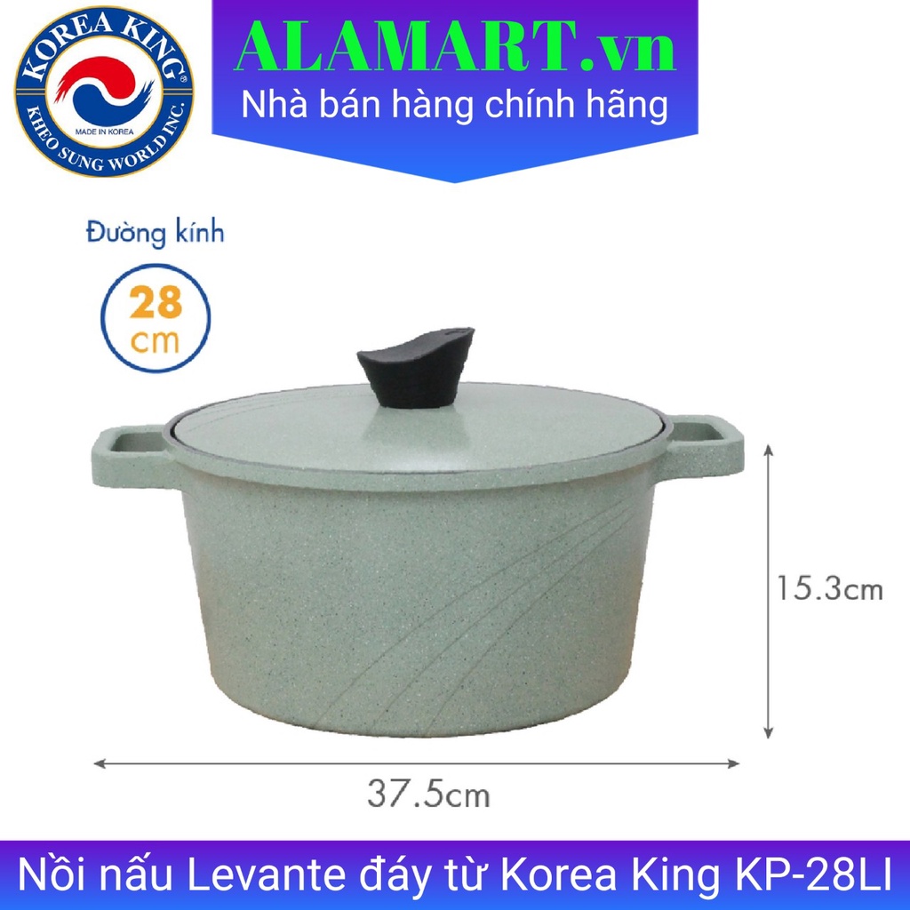 Nồi nấu men ceramic đáy từ Korea King KP-28LI ( phủ men chống dính Ceramic, SIZE 28cm) nhập khẩu hàn quốc