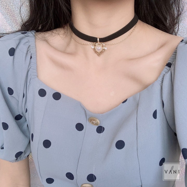Choker, Vòng Cổ Nhung Phối Charm Trái Tim Cổ Điển Sang Trọng - Vani Store [TS000465-O17]