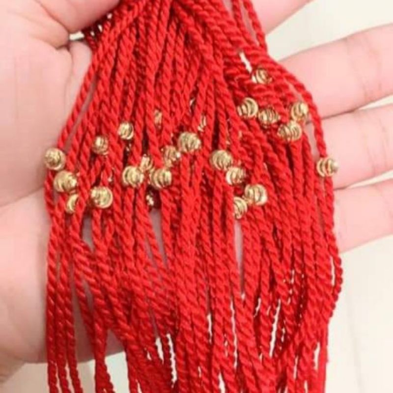 Vòng chỉ đỏ bi vàng bền màu