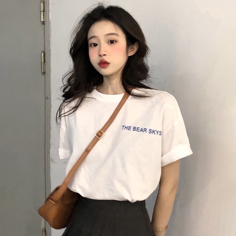 Áo Thun HIIXIIVI T-Shirt Tay Ngắn Cổ Tròn In Hình Hoàng Hôn Thời Trang Mùa Hè Phong Cách Hàn Quốc Dành Cho Nữ 2022