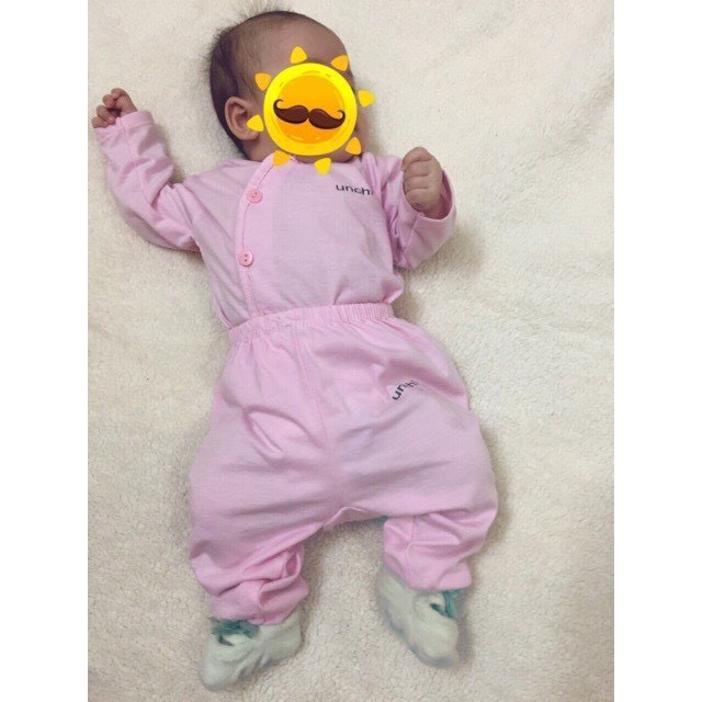 Bộ sơ sinh UNCHI DÀI TAY quần đáp đũng cho bé 3-9kg BSS320