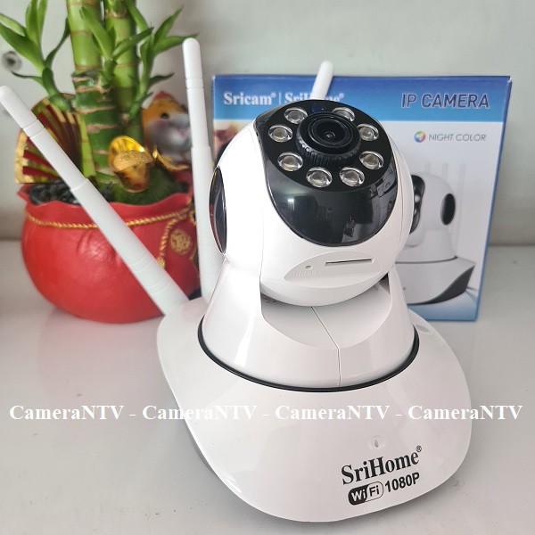 Camera IP Wifi SriHome 3 Râu 2.0 Mpx - Quay Màu Ban Đêm - Xoay 360 độ, Đàm Thoại 2 chiều