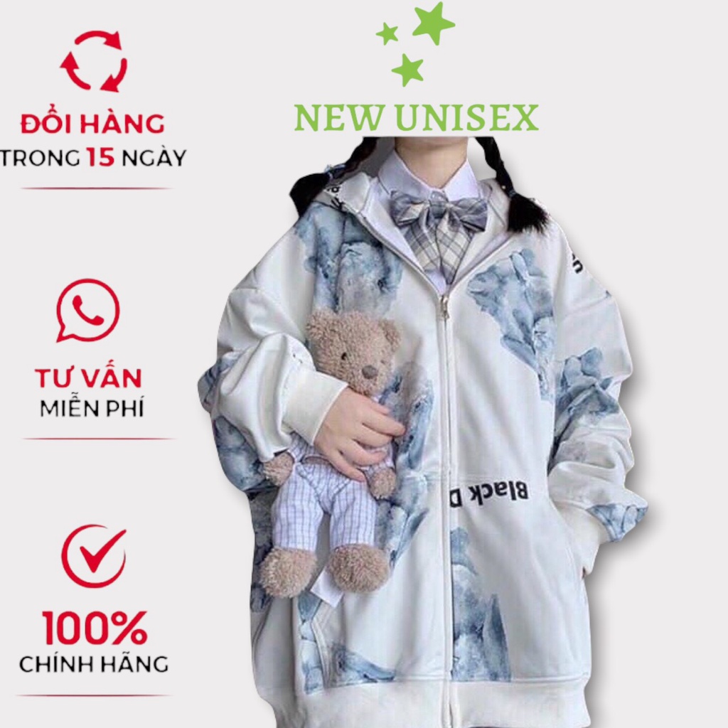 Áo Khoác, Áo Khoác HOODIE Unisex Nam Nữ Cao Cấp hình Gấu Siêu Xinh Chất Vải Thoáng Mát 2 Lớp Thời Trang TP [NewUnisex]
