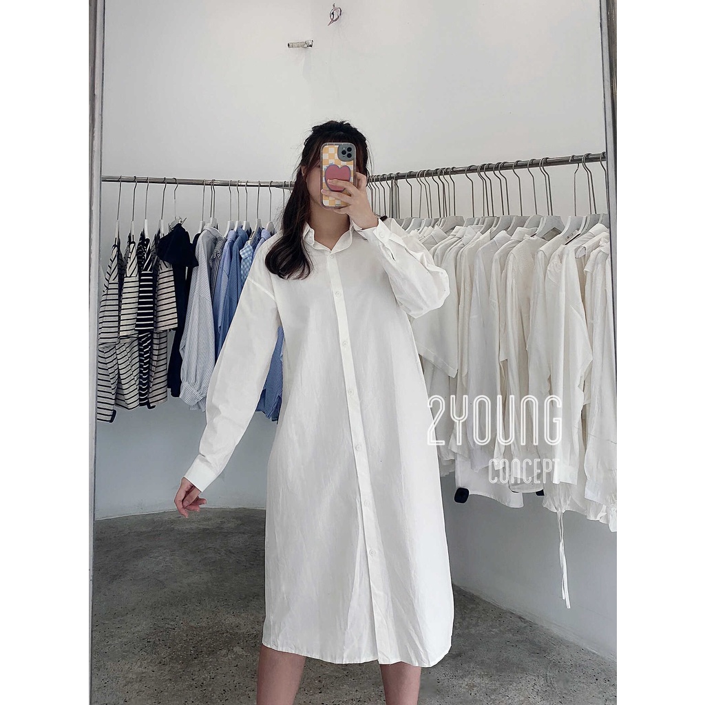 Đầm sơ mi tay dài [2YOUNG] D901 (ảnh thật)