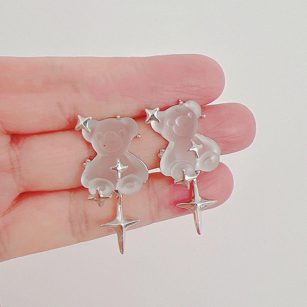 Qqmall Khuyên Tai Lủng Lẳng Hình Gấu Gummy Đám Mây Màu Trắng Nhám Cho|Bông Tai Hình Gấu Đính Đá Thời Trang Dành Cho Nữ