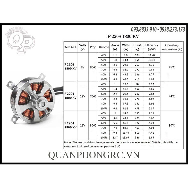 Motor GARTT 2204 - 1800KV