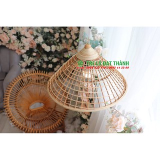 Đèn mây tre đan hình nón, nội thất tự nhiên bền đẹp