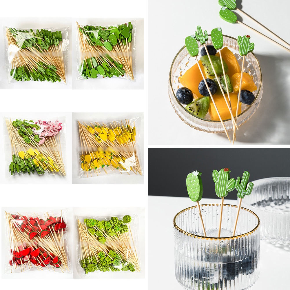 Set 100 Tăm Tre Ăn Trái Cây Hình Cây Xương Rồng Dễ Thương